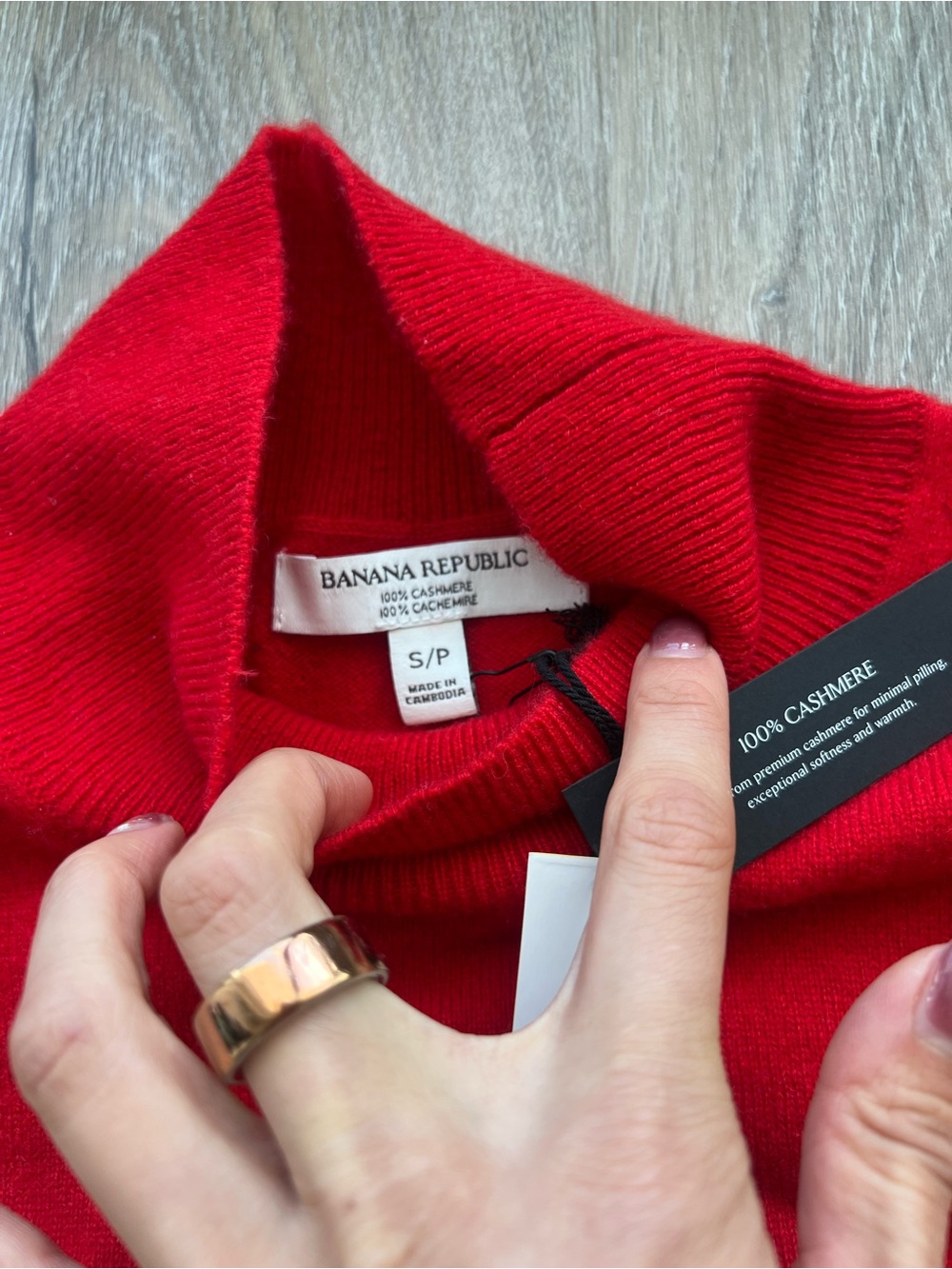 Banana Republic Bright Red Cashmere Turtleneck Sweater